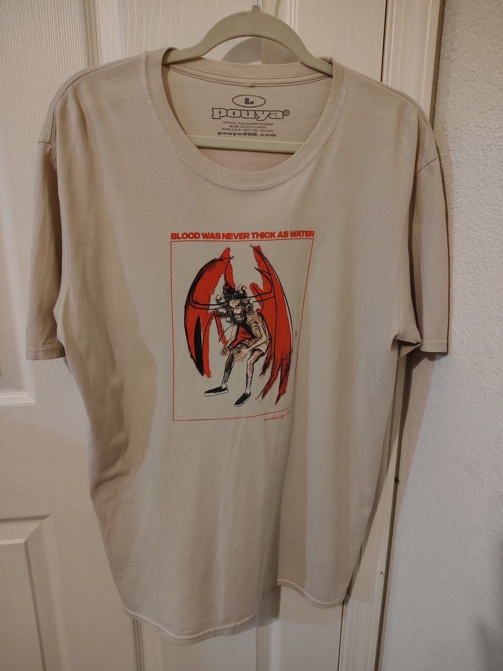 Pouya Blood Was Never Thick As Water Tour T-Shirt Mens L Tan/Orange Streetwear